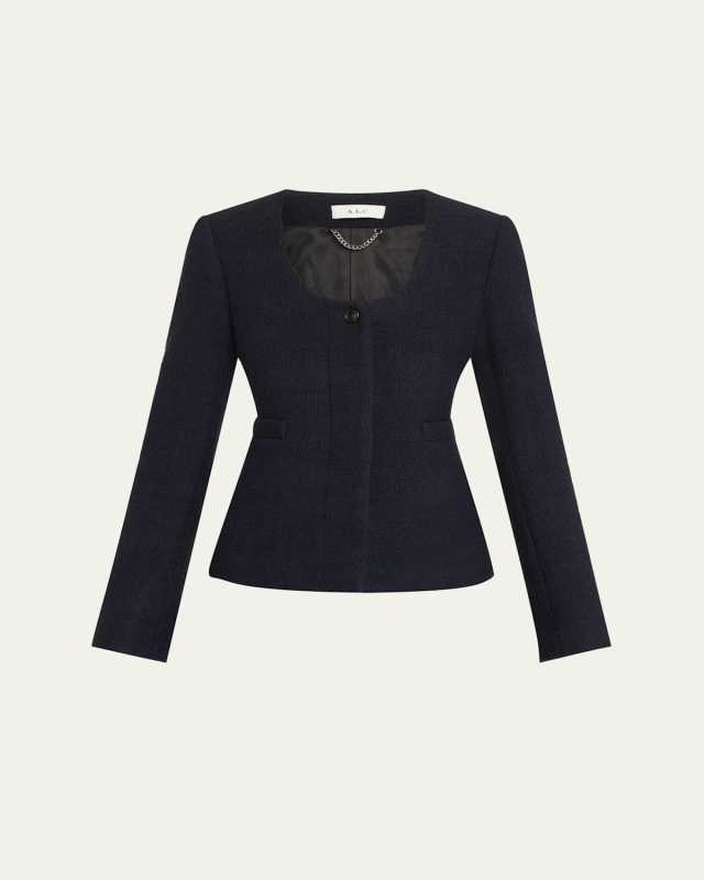 Irene Scoop-Neck Tweed Jacket